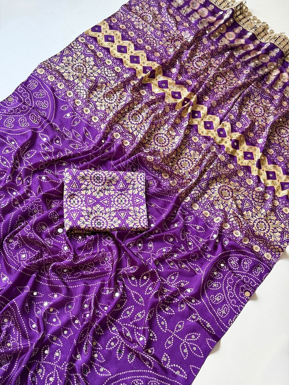 Neel Noor Mirror Saree  -  PURPLE
