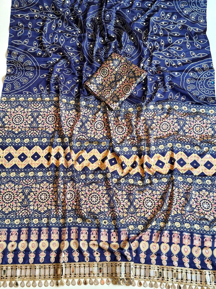Neel Noor Mirror Saree  -  BLUE