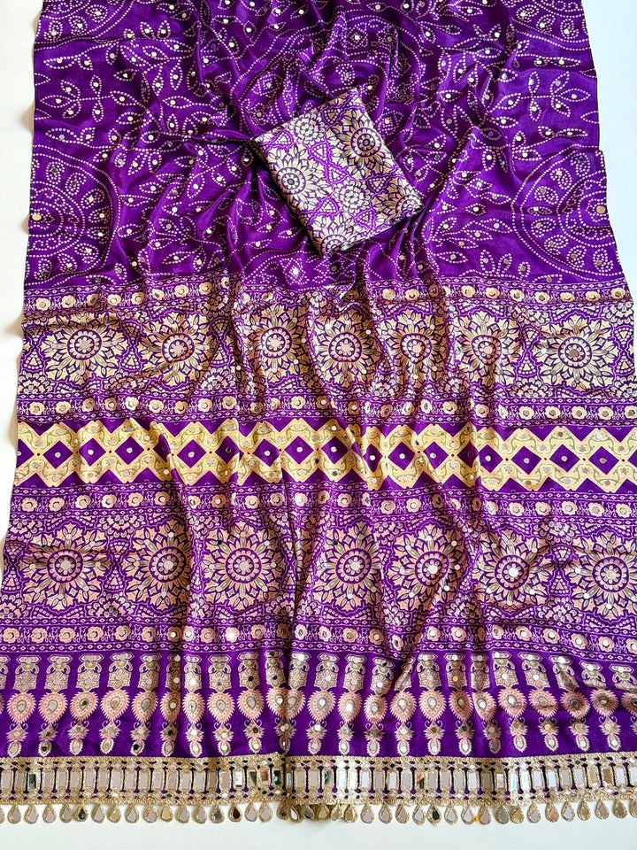 Neel Noor Mirror Saree  -  PURPLE