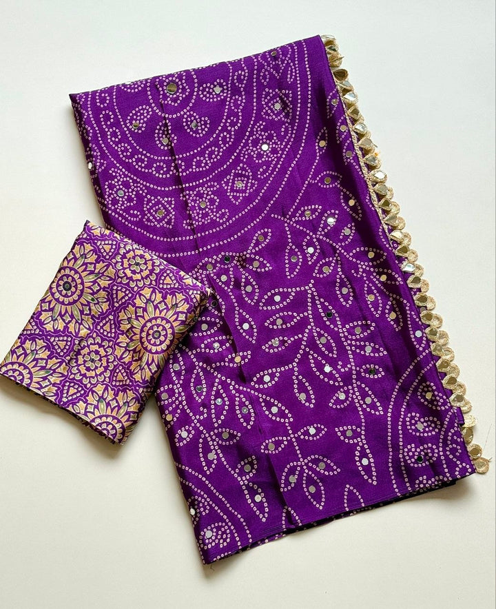 Neel Noor Mirror Saree  -  PURPLE