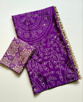 Neel Noor Mirror Saree  -  PURPLE