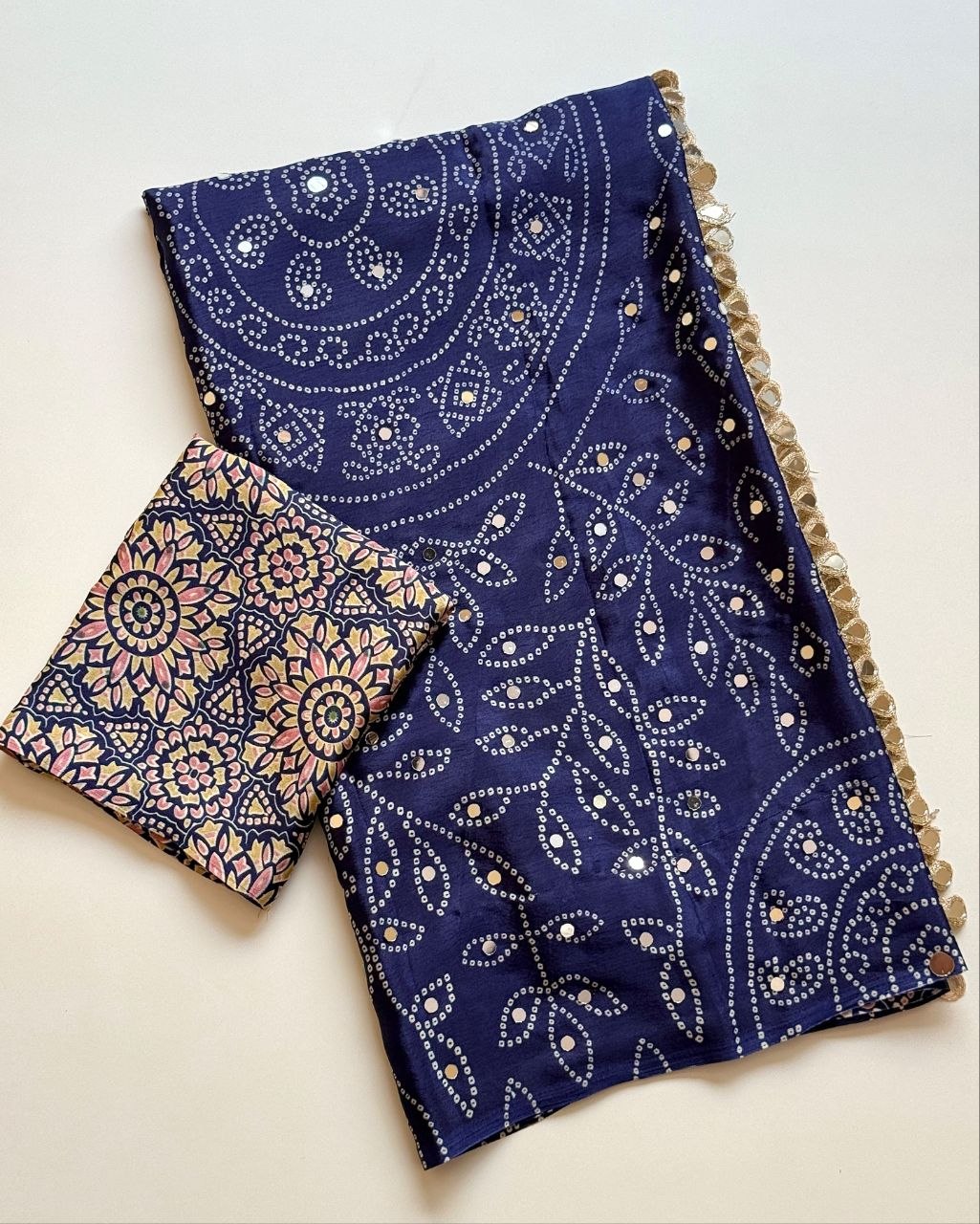 Neel Noor Mirror Saree  -  BLUE