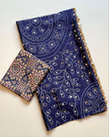Neel Noor Mirror Saree  -  BLUE