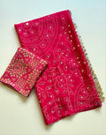 Neel Noor Mirror Saree  - RED