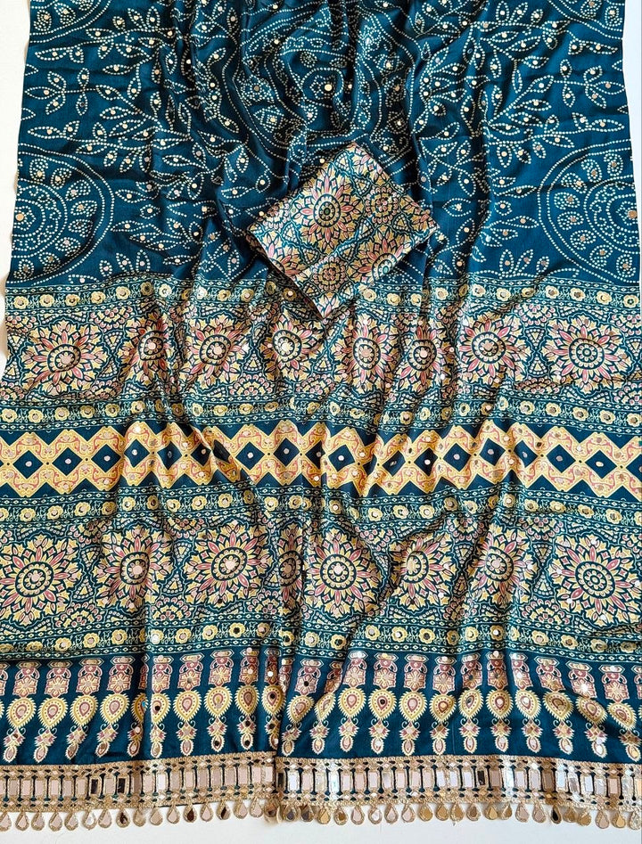 Neel Noor Mirror Saree  - RAMA