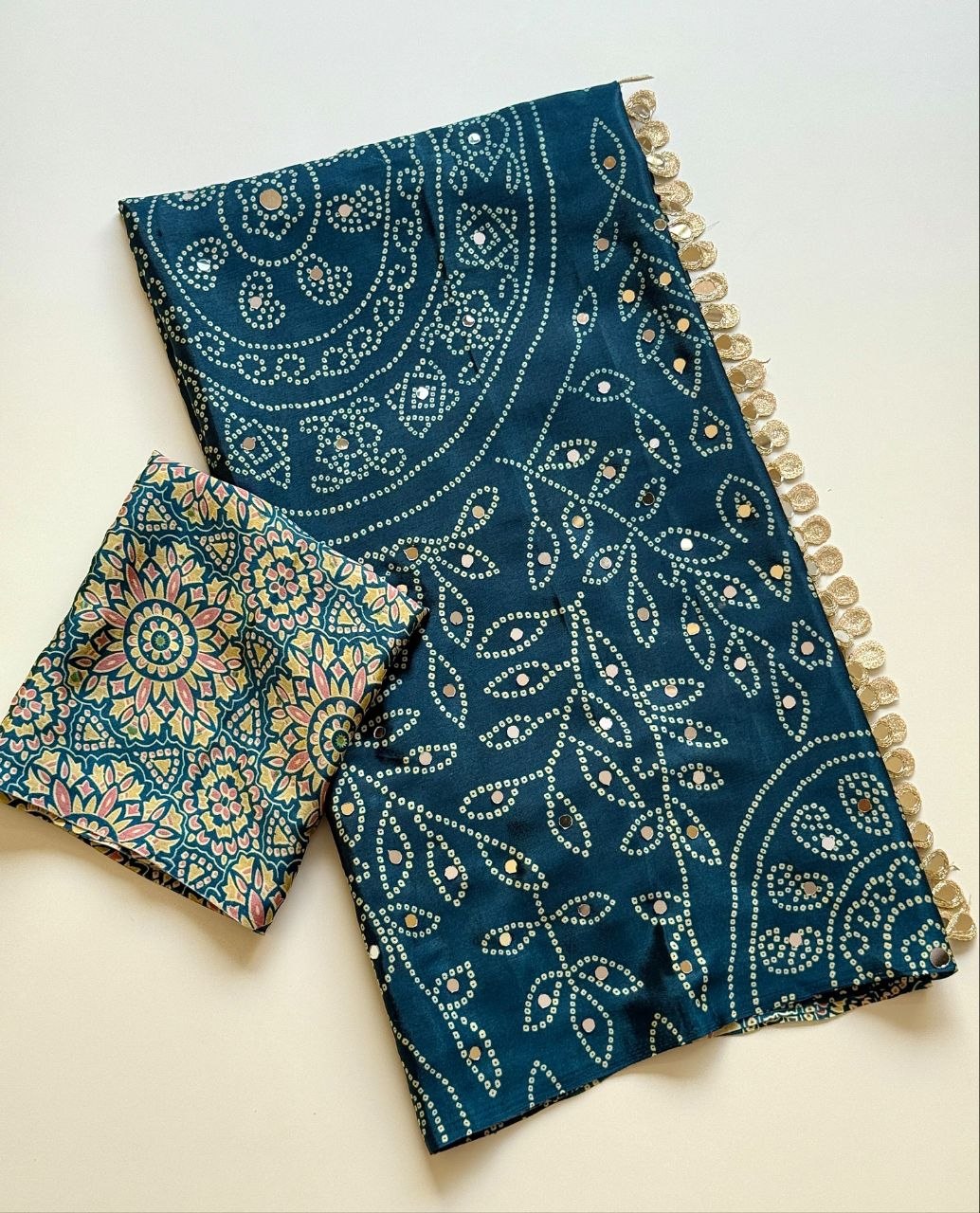 Neel Noor Mirror Saree  - RAMA