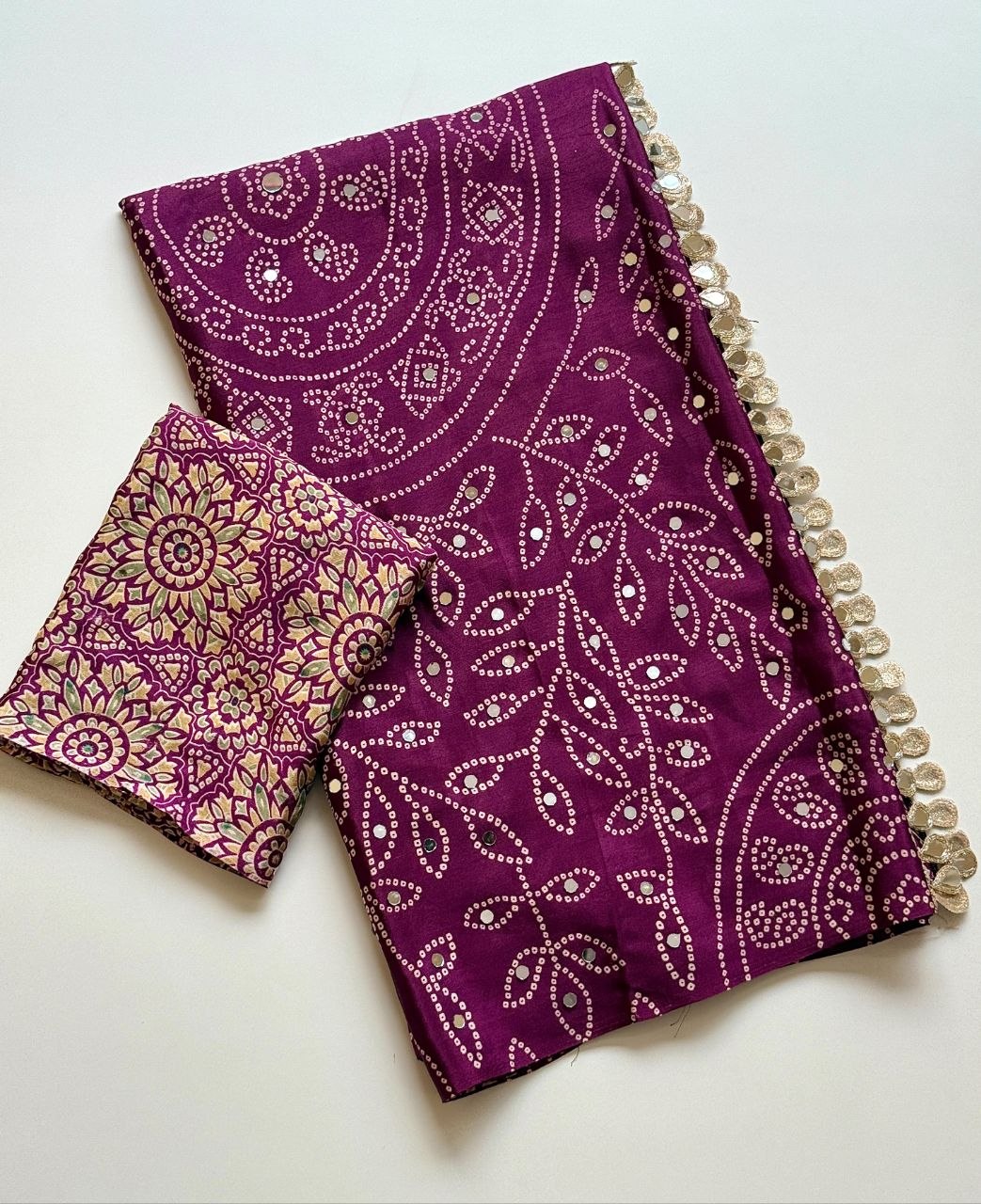 Neel Noor Mirror Saree  -  WINE