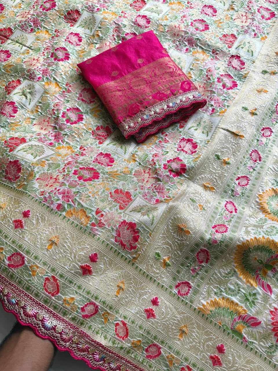 Gulbahar Pashmina Silk Saree