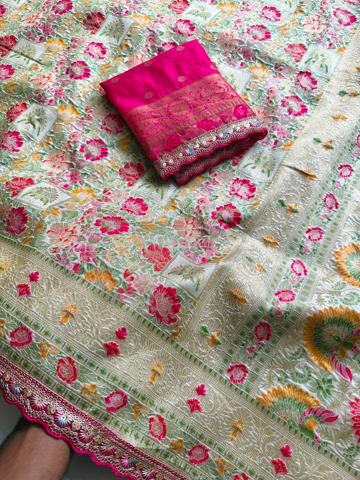Gulbahar Pashmina Silk Saree