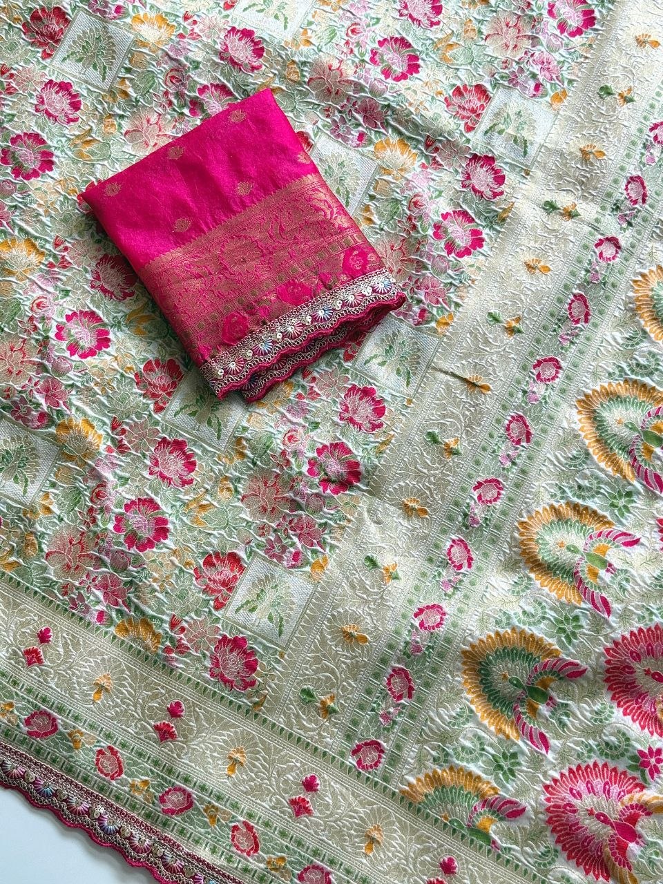 Gulbahar Pashmina Silk Saree