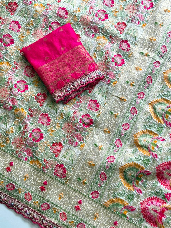 Gulbahar Pashmina Silk Saree