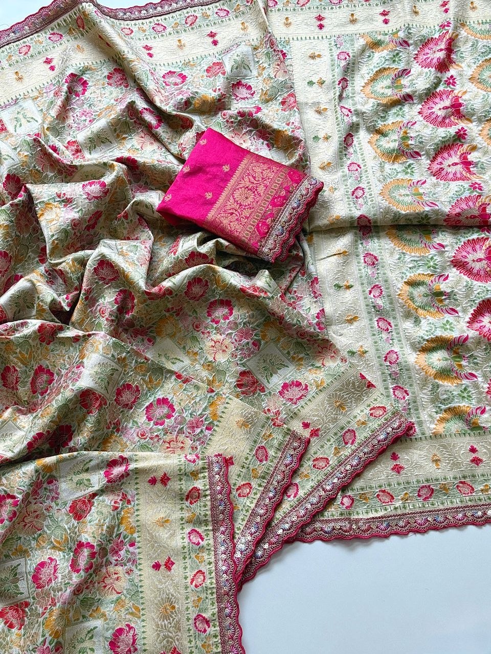 Gulbahar Pashmina Silk Saree