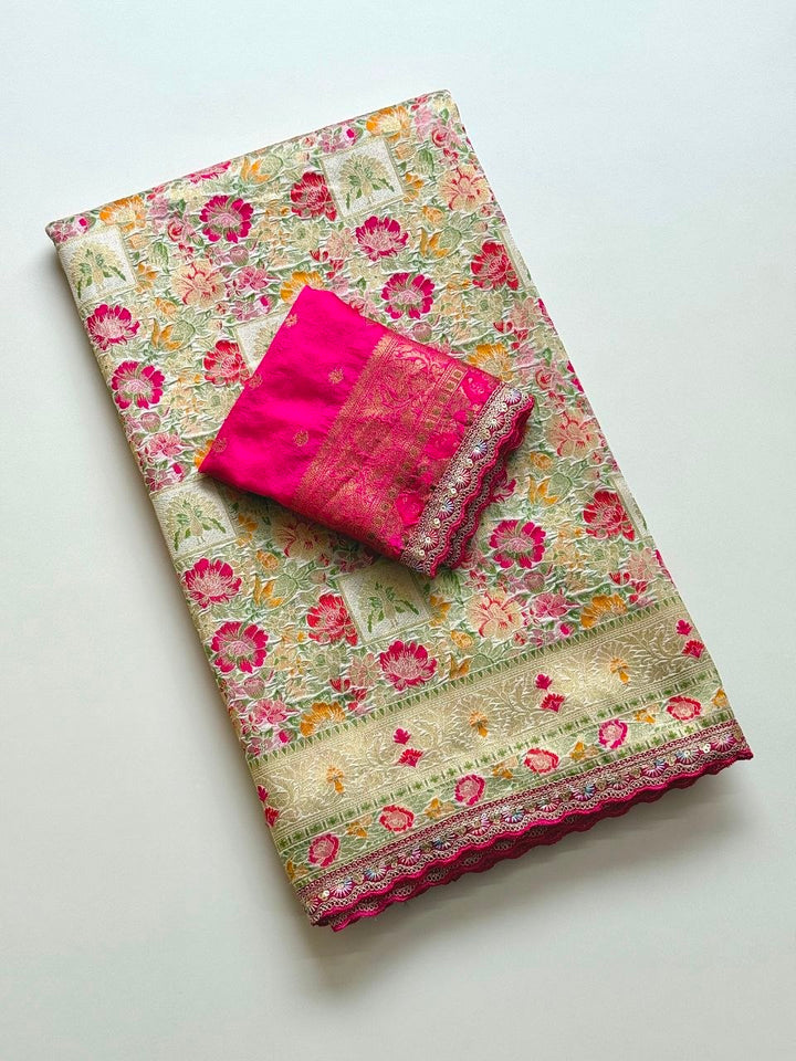 Gulbahar Pashmina Silk Saree