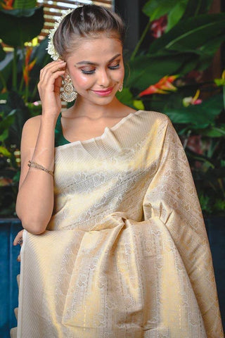Wedding Wear Kanjivaram Woven Silk Saree With Blouse Piece