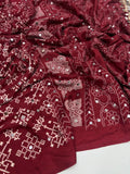 Designer Real Mirror Satin Silk Saree - MAROON