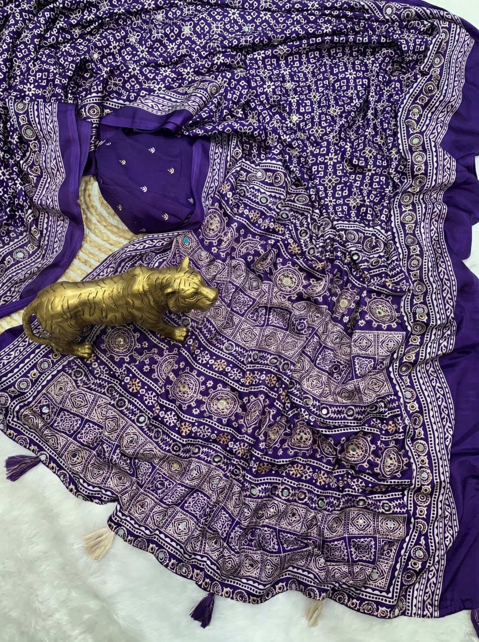 Shahi Bandhani Bloom Saree - PURPLE