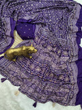 Shahi Bandhani Bloom Saree - PURPLE