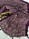 Shahi Bandhani Bloom Saree - WINE