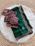 Royal Midnight Sequence Saree -GREEN