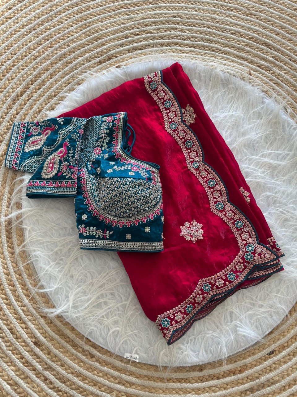 Royal Midnight Sequence Saree -RED