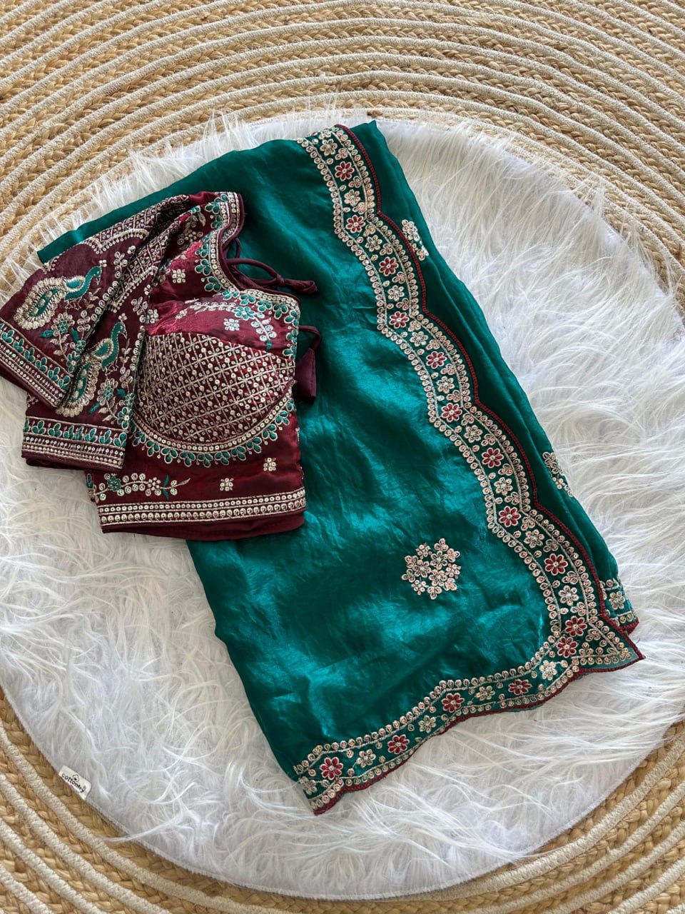 Royal Midnight Sequence Saree - SEA GREEN