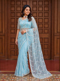 Blush Elegance Designer Saree - SKY