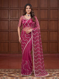 Blush Elegance Designer Saree - DARK PINK