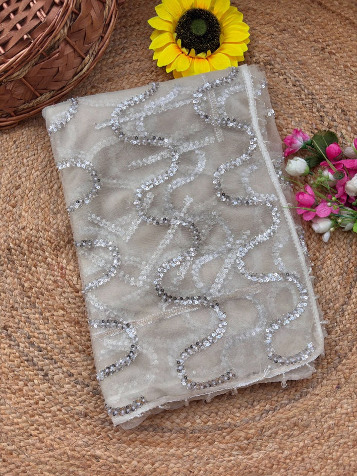 Blush Elegance Designer Saree - WHITE