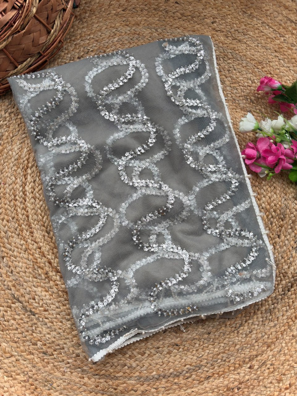 Blush Elegance Designer Saree - GREY