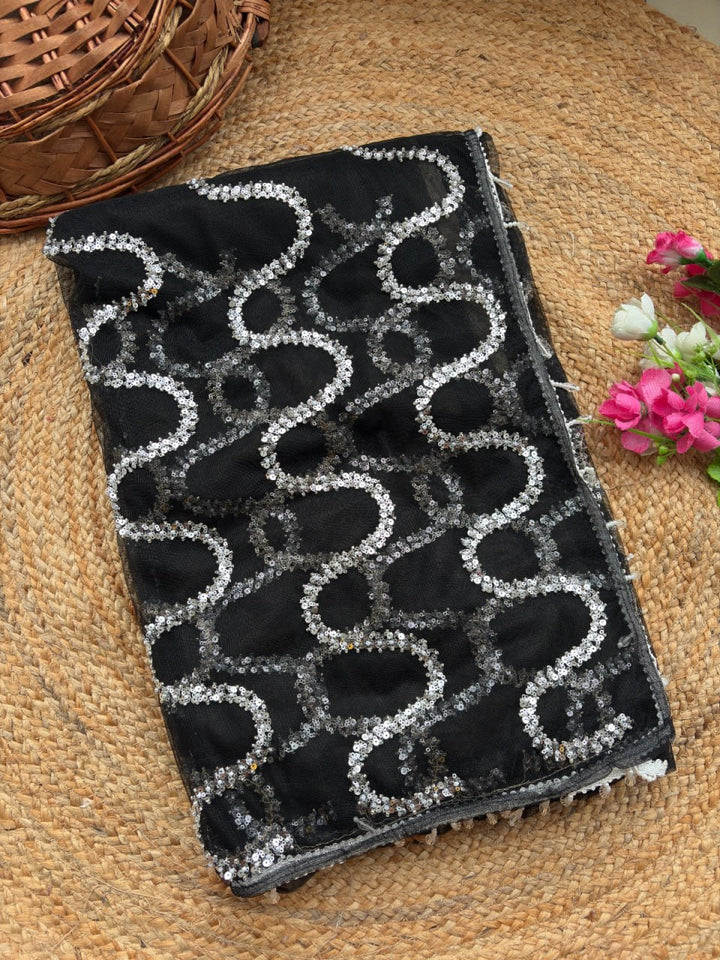 Blush Elegance Designer Saree - BLACK