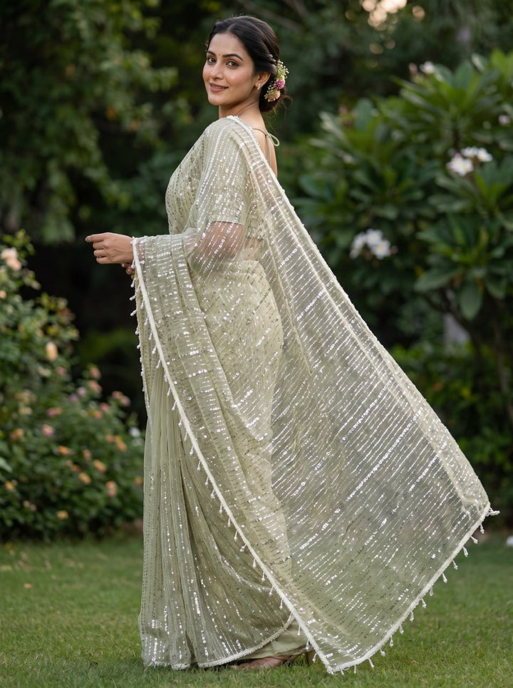 Crystal Mist Designer Saree - PISTA