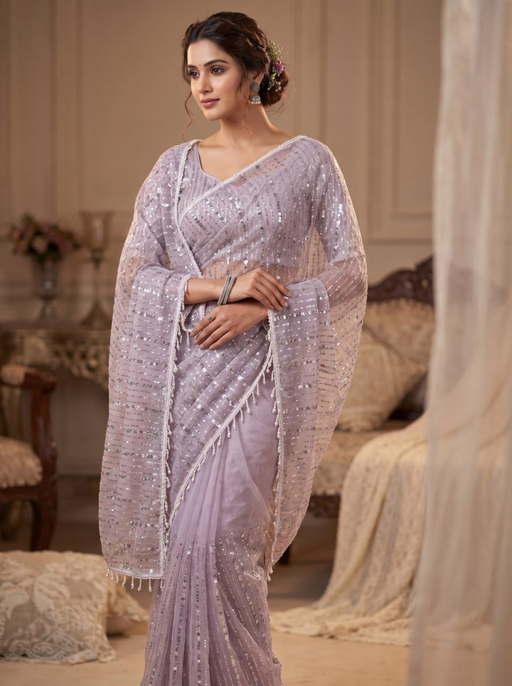 Crystal Mist Designer Saree - LIGHT PURPLE