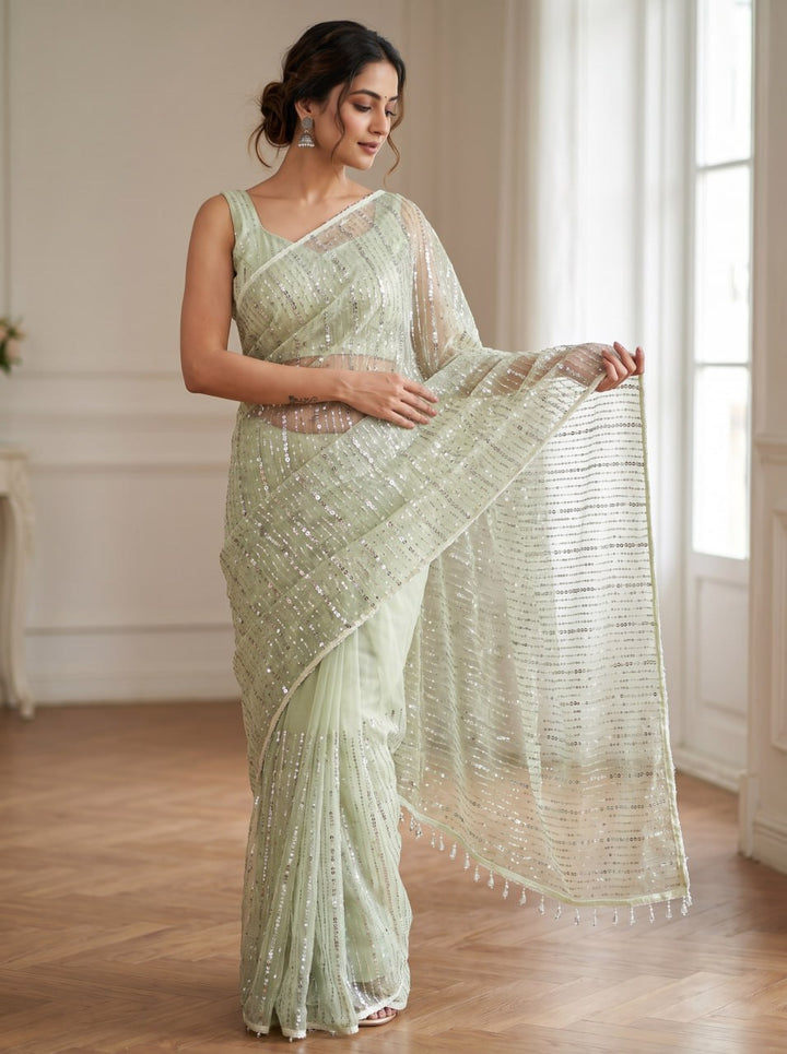 Crystal Mist Designer Saree - PISTA