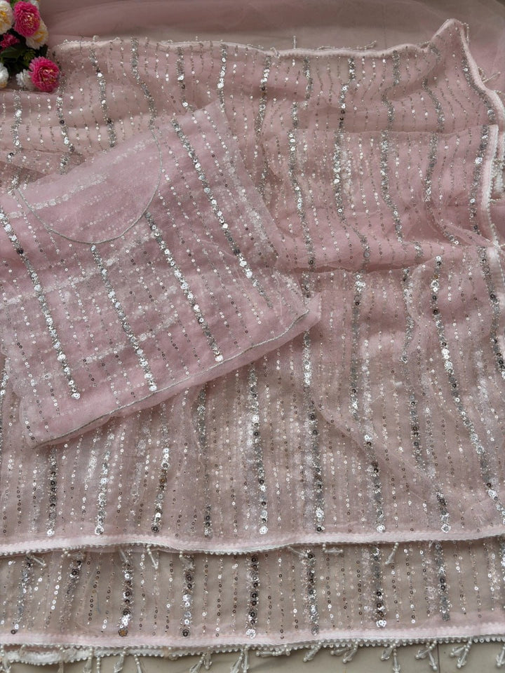 Crystal Mist Designer Saree - PINK