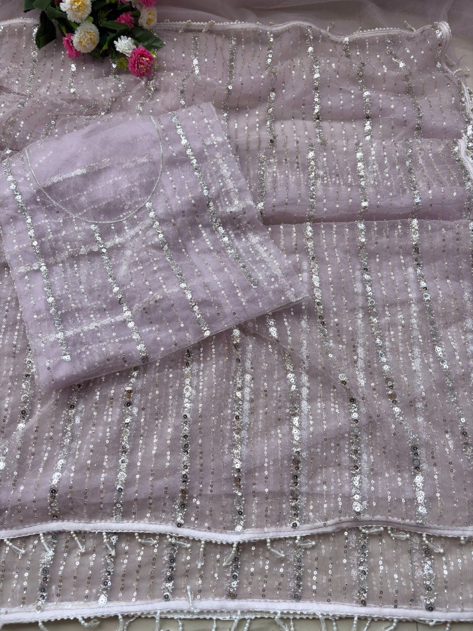 Crystal Mist Designer Saree - LIGHT PURPLE