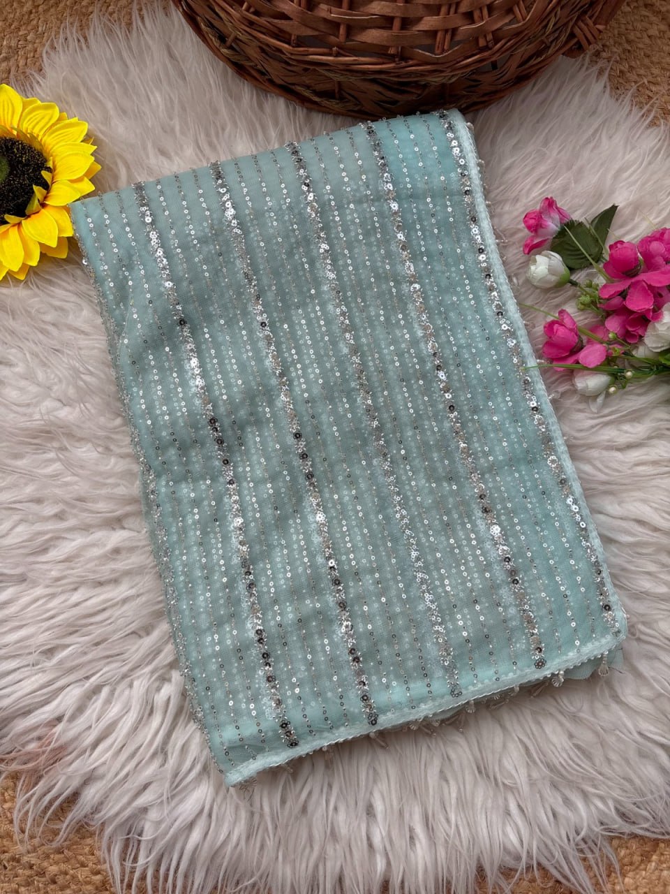 Crystal Mist Designer Saree -SKY BLUE