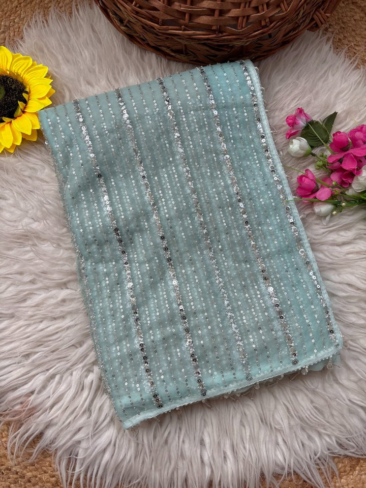Crystal Mist Designer Saree -SKY BLUE