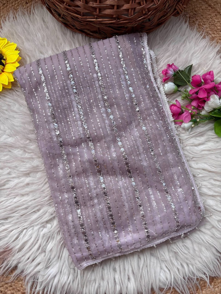Crystal Mist Designer Saree - LIGHT PURPLE