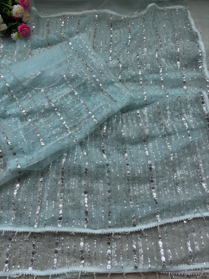 Crystal Mist Designer Saree -SKY BLUE