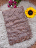 Pearl Shimmer Designer Champagne Crystal Saree - ROSE PINK