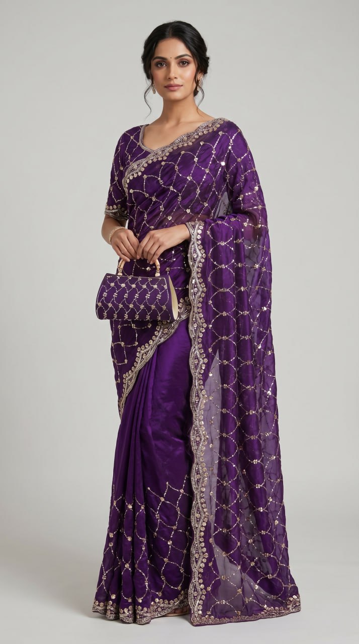 Royal Amethyst Elegance Saree - PURPLE