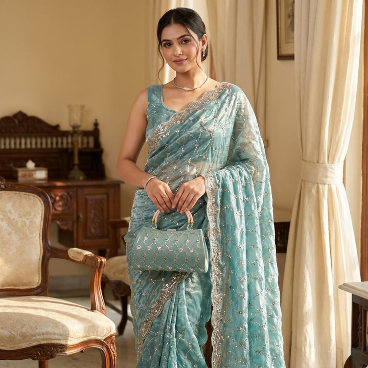 Royal Amethyst Elegance Saree - SKY