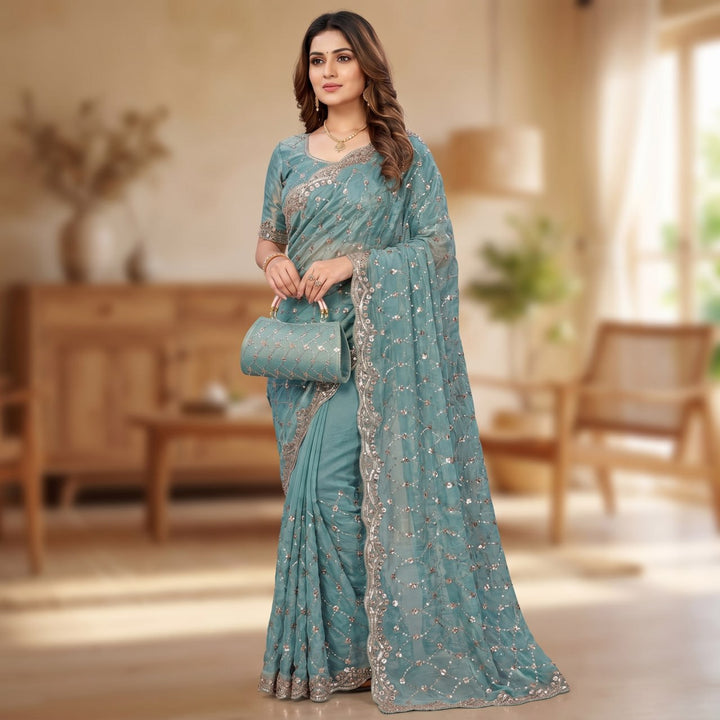 Royal Amethyst Elegance Saree - SKY