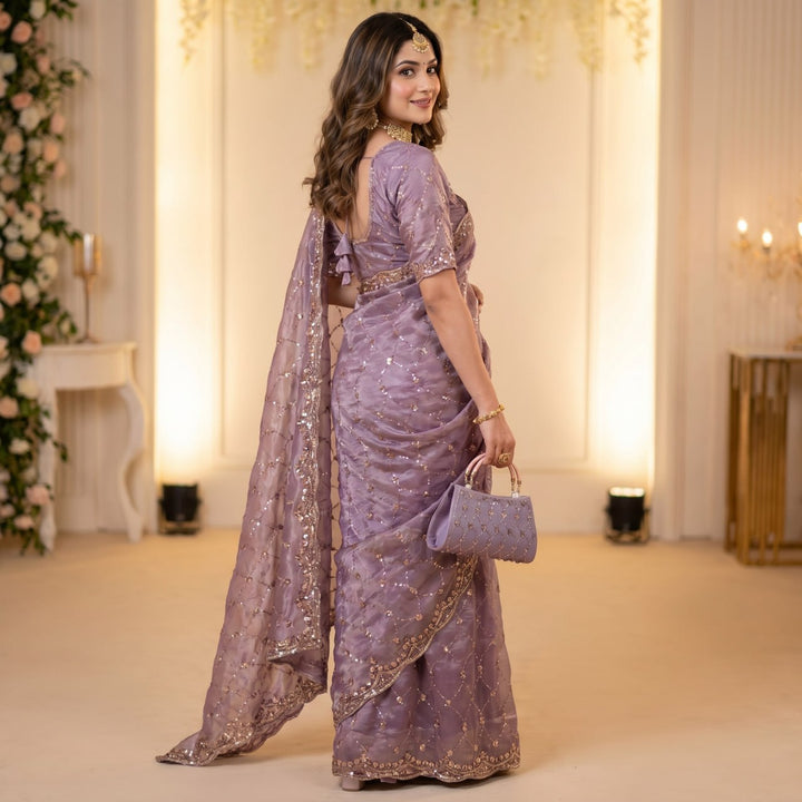 Royal Amethyst Elegance Saree - ROSE PINK