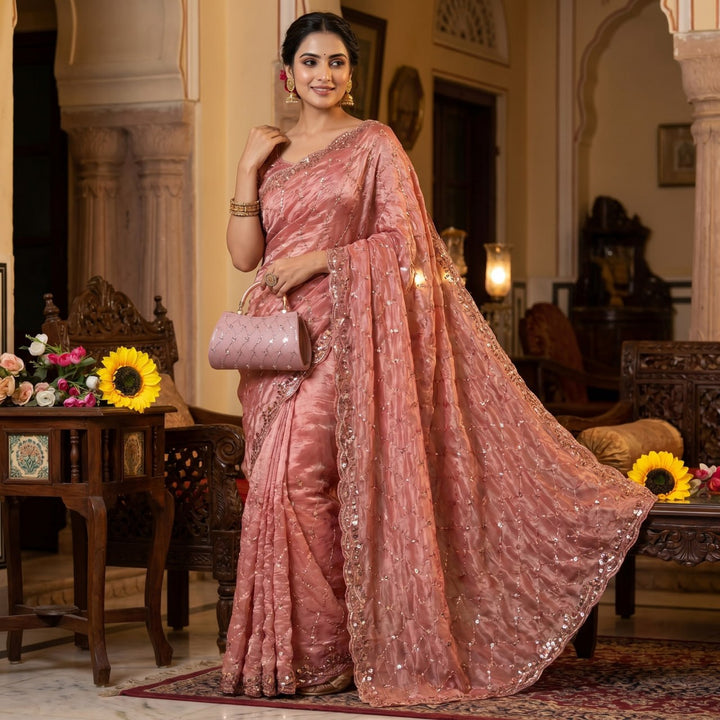 Royal Amethyst Elegance Saree - PEACH