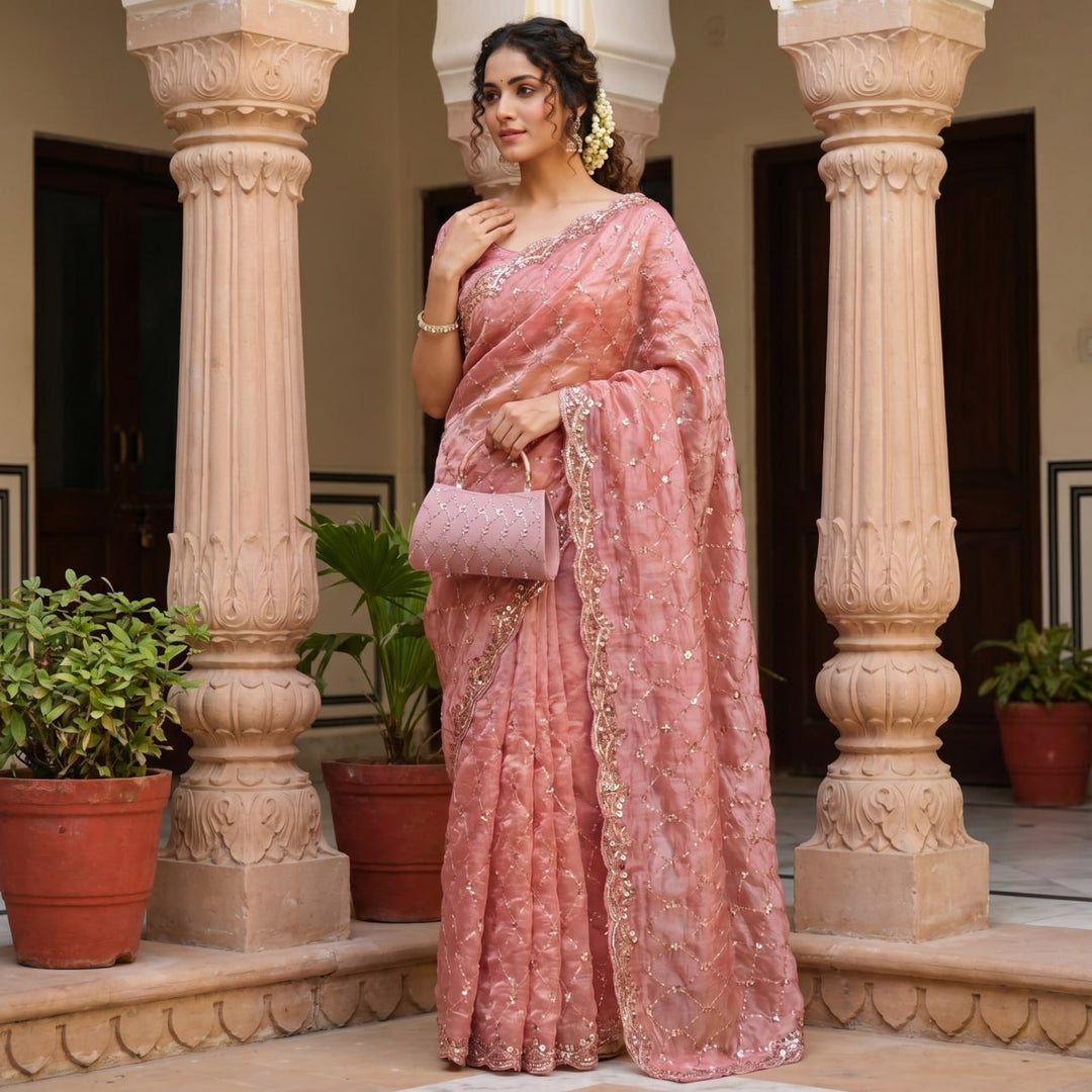 Royal Amethyst Elegance Saree - PEACH