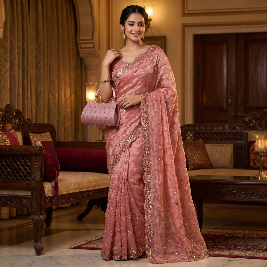 Royal Amethyst Elegance Saree - PEACH