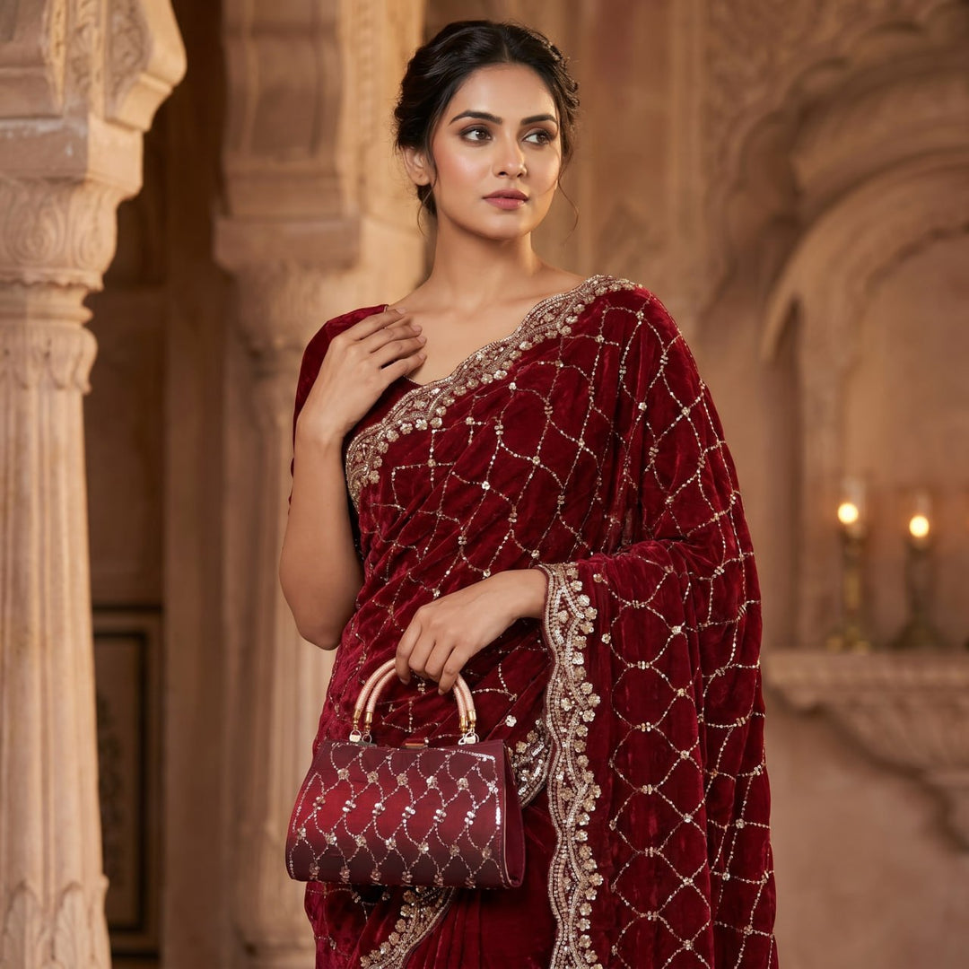 Royal Amethyst Elegance Saree - MAROON