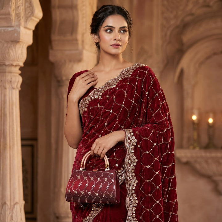 Royal Amethyst Elegance Saree - MAROON