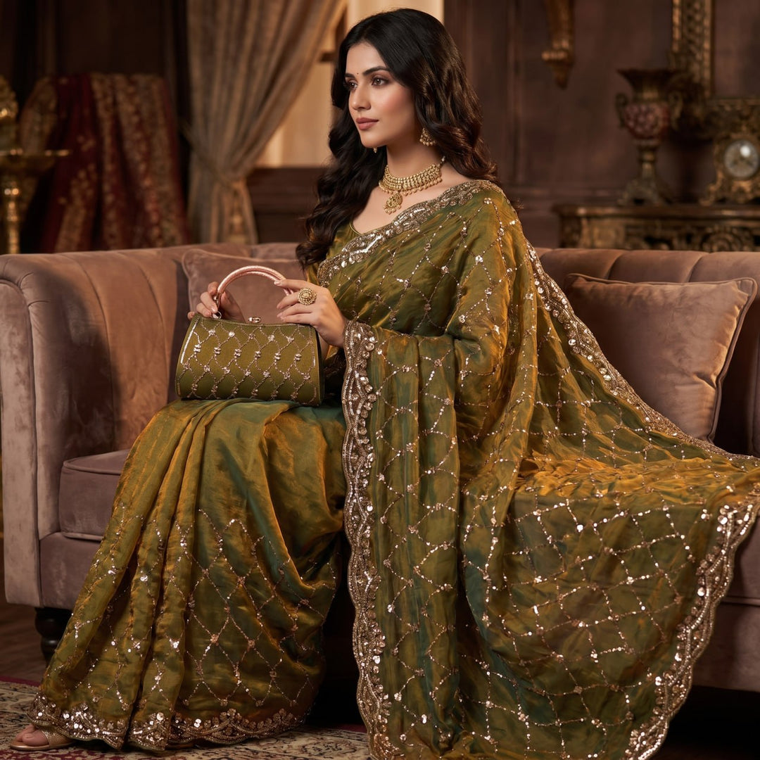 Royal Amethyst Elegance Saree - MAHENDI